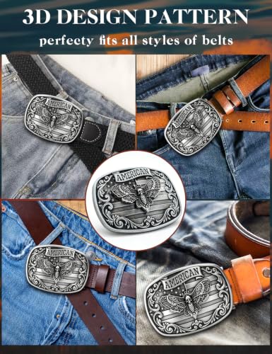 Image of Turquoise Belt Buckle for Men Western Texas Longhorn Bull Rodeo Belt Buckle American Cowboy Chic Gift