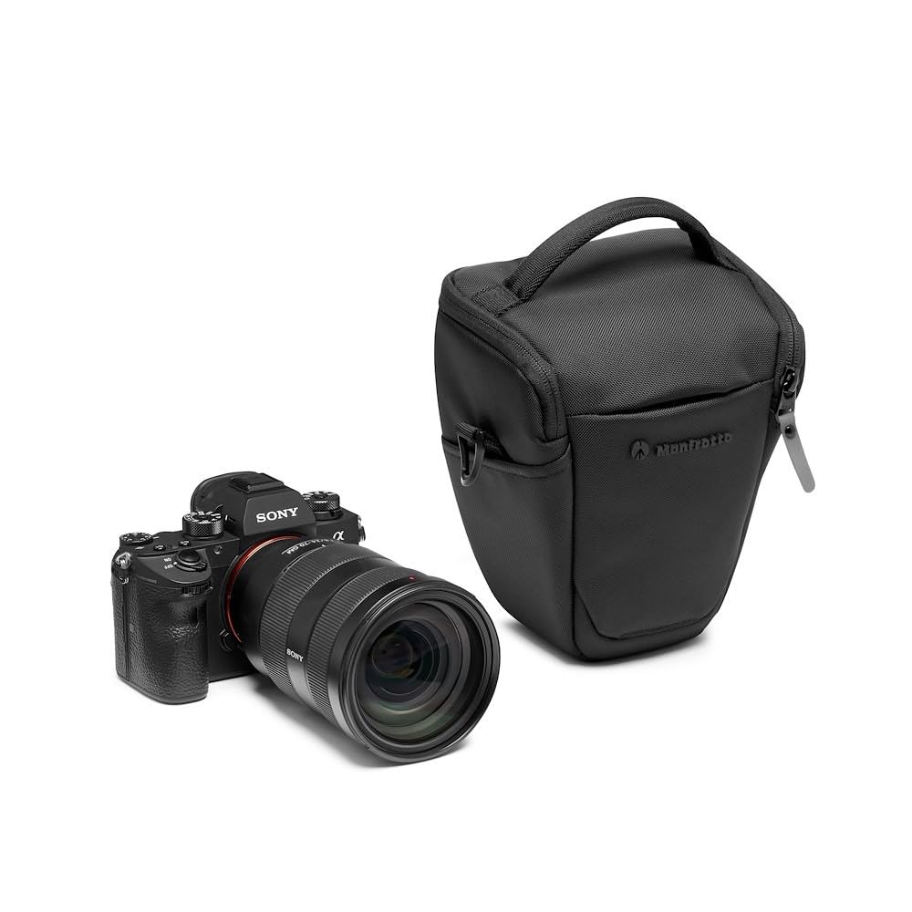 Manfrotto Advanced Fondina S III, Custodia Macchina Fotografica per Mirrorless con Obiettivo, Borsa Fotografica con Attacco per Treppiede e Copertura Antipioggia, Accessori Fotografia