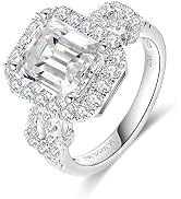 AmoreNel Moissanite Engagement Rings for Women Round Cut S925 Sterling Silver Plated 18K White Gold D Color VVS1 Promise