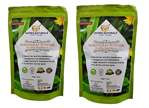 Avoka Naturals 100% Pure Bhringraj Powder (Eclipta Prostrata) (Pack of 2x100gm)