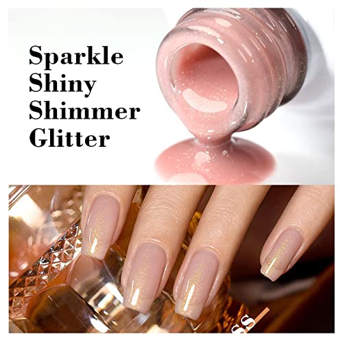 Rarjsm Nude Gel Polish Jelly Gray Pink Gold Glitter Neutral Color Skin Tone Shimmer Pigment Gel Nail Polish 15Ml Single Bottle Sparkle Pink Natural Soak Off Uv Led Cured For Home Salon Diy Nail Art #TOP4