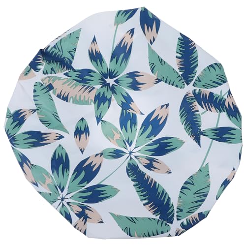 Healifty Gorro de Ducha Reutilizable para Mujer Material EVA Resistente al Agua y Polvo Diseño Elástico para Cabello Largo Color Azul Oscuro Estampado de Hojas Adecuado para Baño y