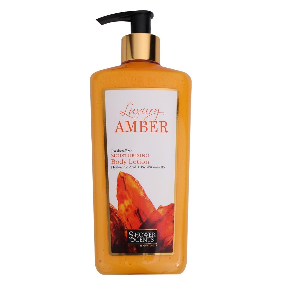 Luxury Amber Paraben-Free Moisturizing Body Lotion with Hyaluronic Acid, Pro-Vitamin B5, Vitamin E and UV Protection 312ml