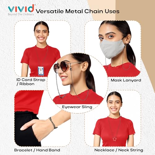 Image of Unisex Specs Holder Hook & Loop Anit Slip Eyewear Lanyard Metal Strap Chain