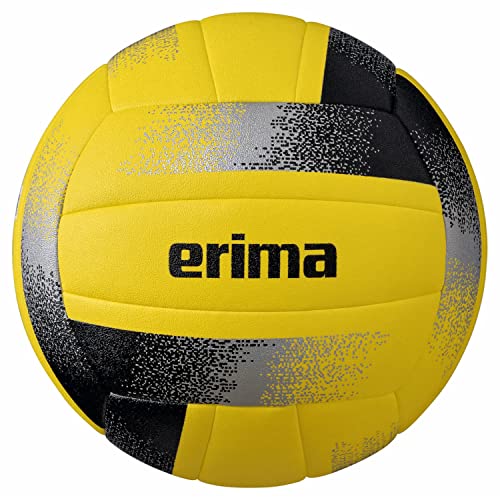Erima Unisex – Erwachsene Hybrid Volleyball (7402301), gelb/schwarz/Silber, 5