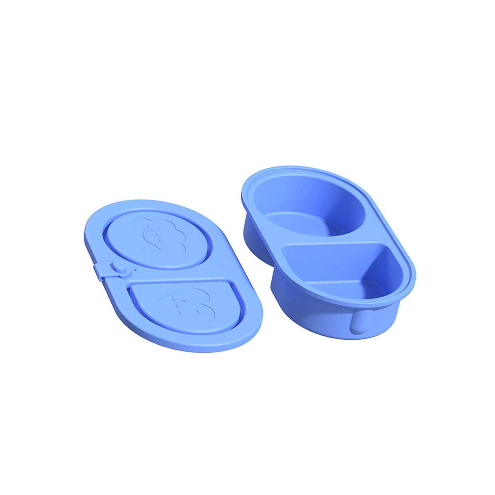 Nucelit Two Section Silicone Storage Box Practical Snacks Container Box for Separating Seasonings During Picnics and Work Food Storage