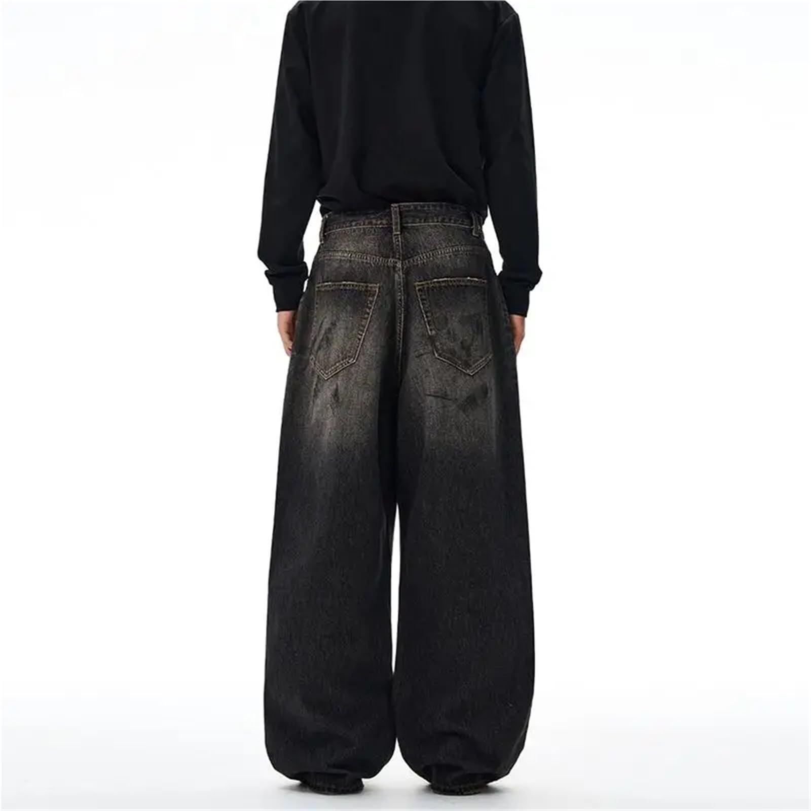 Uomini e Donne lavano Il Pavimento, Coppie Curve, Versatili, Pantaloni Lunghi Casual a Gamba Dritta, Jeans Larghi, Tinti di Sporco schizzati d'inchiostro per Il Tempo Libero E Le Vacanze