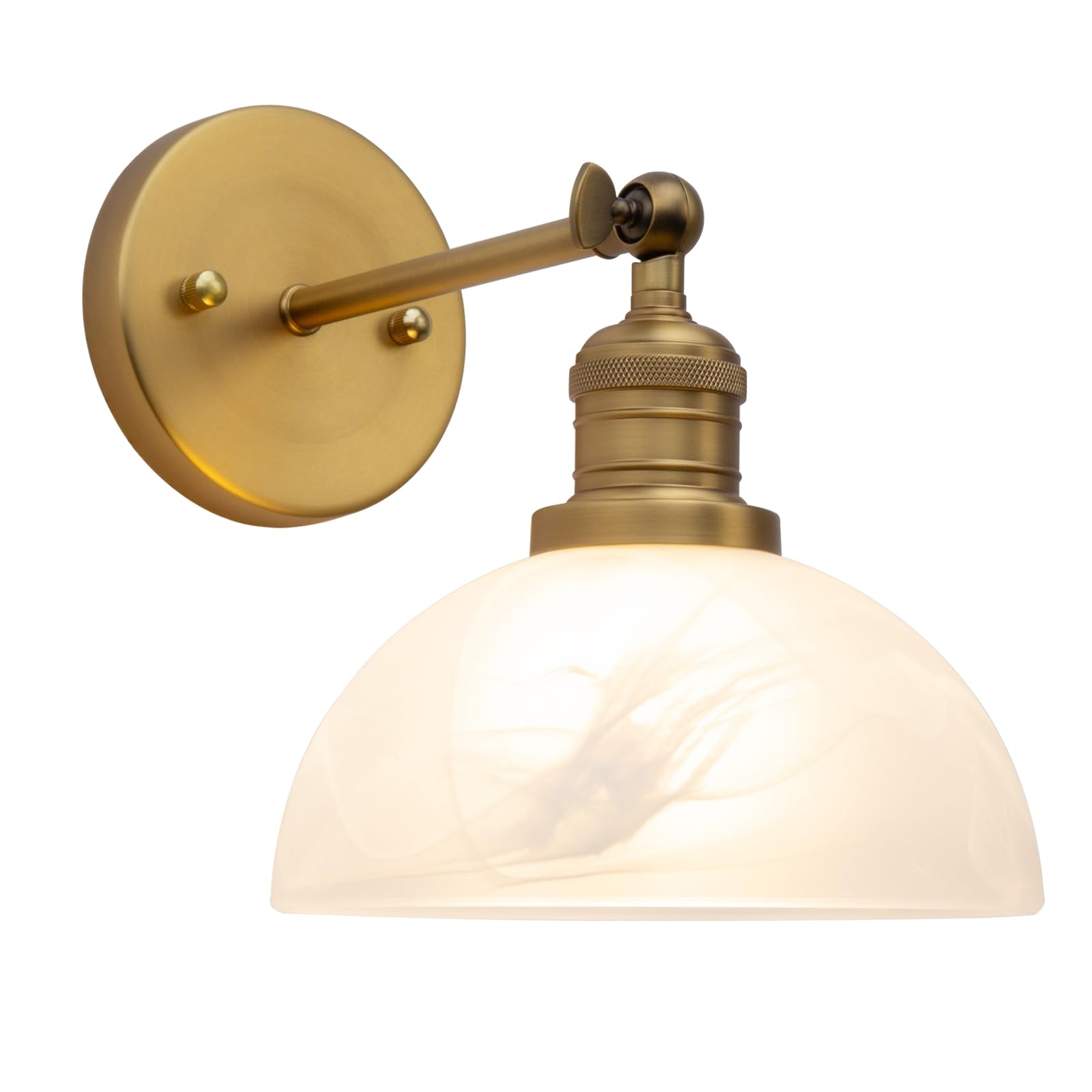 JIMUBEAM 1-Light Vintage Wall Light with Milk White Glass Shade