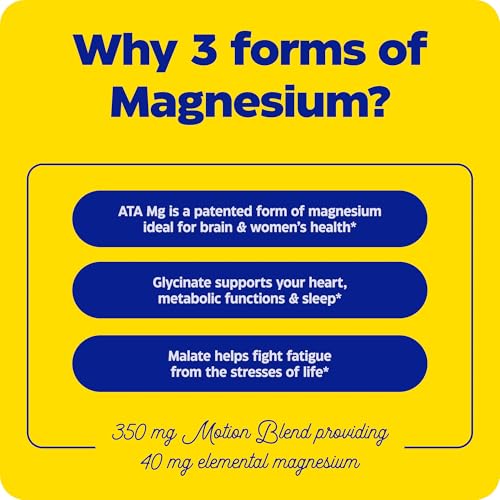Image of Enzymedica, Magnesium Motion with 3 Forms of Magnesium, ATA Mg, Glycinate, Malate, Soothes Occasional Aches, Supports Bones & Muscles, 60 Count (Pack of 2)