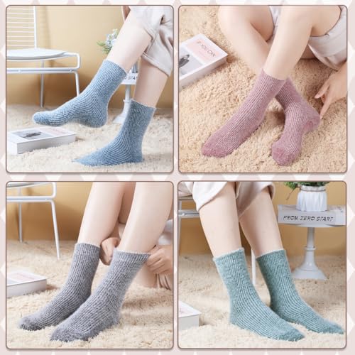 Image of SISOSOCK 5 Pairs Fuzzy Soft Cozy Comfortable Socks for Women, Casual Sleep Comfy Socks, Perfect Warm Winter Gifts for Women