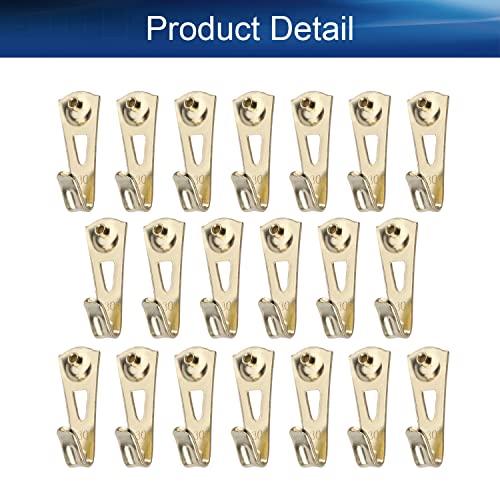 Image of Picture Hangers 1mm Thick Picture Hooks with Nails Professional Picture Hanging Kit, for Office Pictures Clock House Decoration Wall Mounting Brass Tone 30pcs