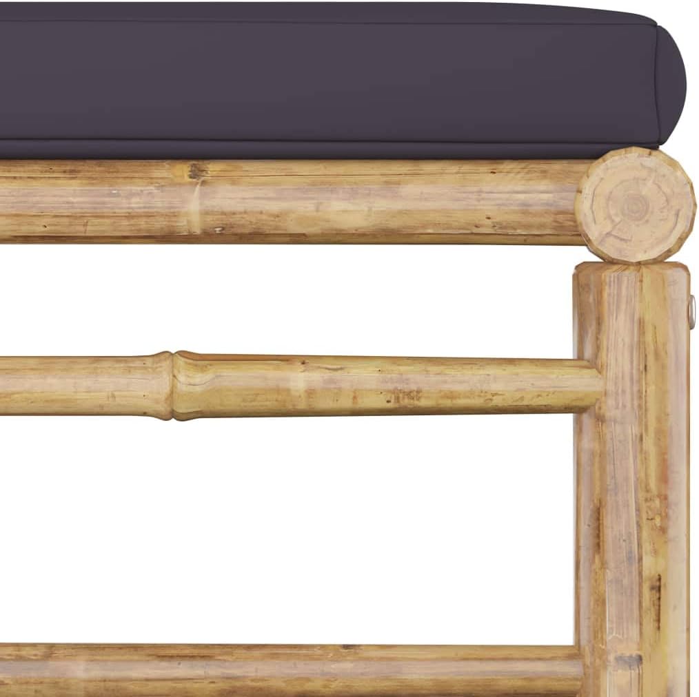 vidaXL Patio Lounge Set in Bamboo Material - 3 Pieces with Modular Design, Dark Gray Cushions, Lightweight for Easy Movement and Assembly