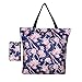BOJLY Bolsa De Playa De, 39 L Bolsa Grande Impermeable, Bolsa Be Viaje Ligera Para Mujer, Bolsa De Playa De Flores Rosas con Bolsillo Con Cremallera Para Compras en el Gimnasio, Reutilizable