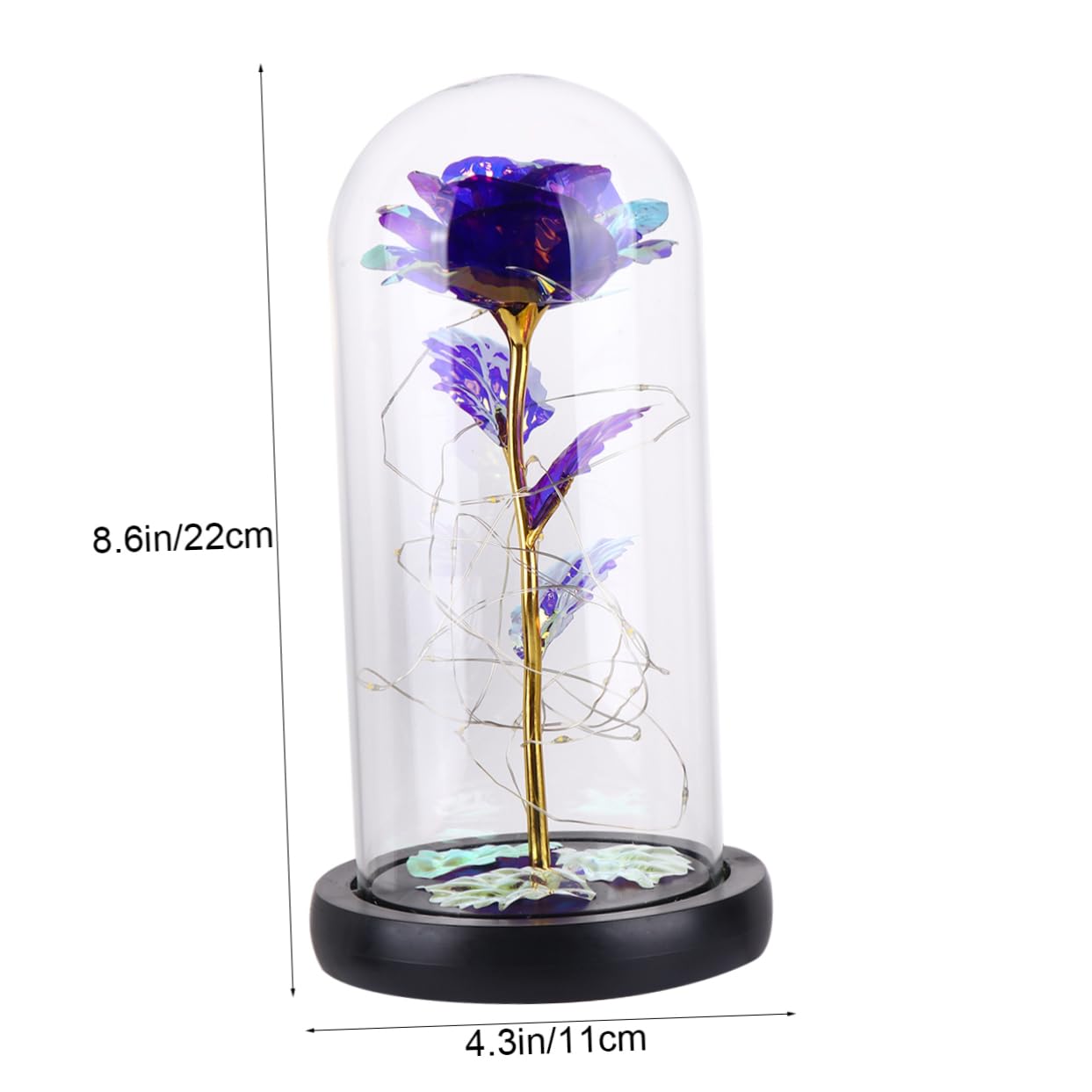 ERINGOGO 1Pc Eternal Flower LED Lamp Glass Rose Night Light with Purple Color Decorative Desktop Decor for Valentine Day Present Romantic Floral Layout Leaves