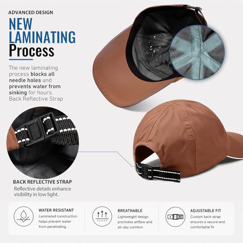 Image of Mens Waterproof Baseball Cap Womens Rain Hat Quick Dry Running Hat with Sweatband Outdoor Golf Breathable Sports Cap