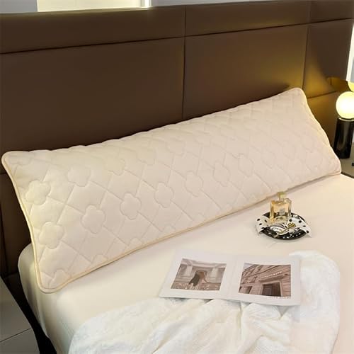 Zhiyuan 装飾キルティングぬいぐるみフリース抱き枕カバーのみ 48 x 180 cm、ビスク