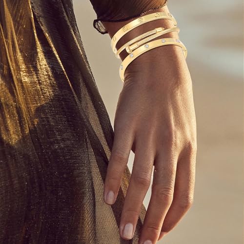 Gold Bracelets for Women - Stackable Bangles with Friendship & Love Theme - Stainless Steel Jewelry Gift for Her4
