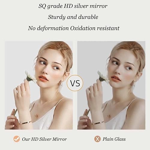 Miniatura 7 de NURCIX Espejo de tocador de media luna, espejo de baño LED de 28 pulgadas, espejo de pared de medio círculo para decoración del hogar, temperatura