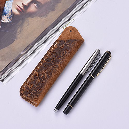 Honorall Handmade Retro Vintage Grain Full Leather Pencil Case Pouch Pen Holder Organizer Bag Artigo
