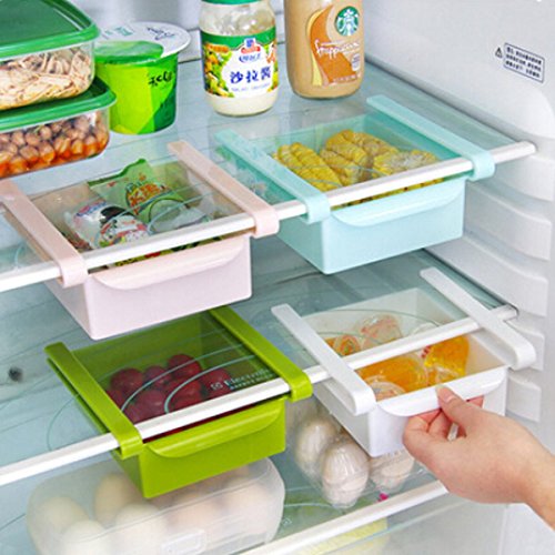 Bluelover Cucina in plastica Frigorifero Fridge rack di stoccaggio congelatore mensola della cucina del supporto Organizzazione Verde