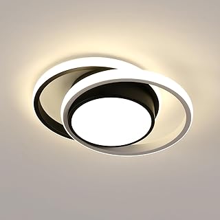 Comely Plafonnier LED, Rond Lampe de Plafond 32W 3600LM, Moderne Luminaire Plafonnier pour Couloir Coucher Salle de Bains Cuisine Salon, Lumière Naturelle 4500K, Longueur 28cm, Noir+Blanc