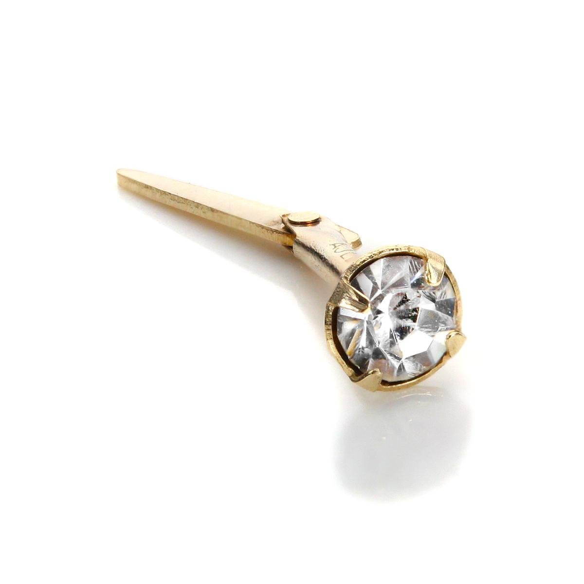 jewellerybox 9 Karat Gelbgold 3mm Weiß Rundes Kristall Nasenstecker mit Andralok Verschluss