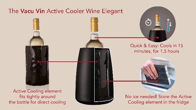 Vacu Vin Rapid Ice Elegant Wine Cooler Sleeve – Choose Black Or Stainless Steel