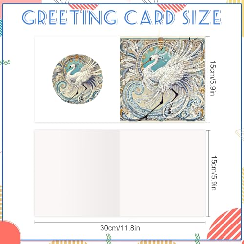 Image of 6 Pack Animal Diamond Art Greeting Cards with Envelopes, DIY 5D Diamond Painting Card Kit Featuring Phoenix Owl Bee Eagle Ladybug and Tiger, Handmade Rhinestone Craft Cards for Birthday and Holiday