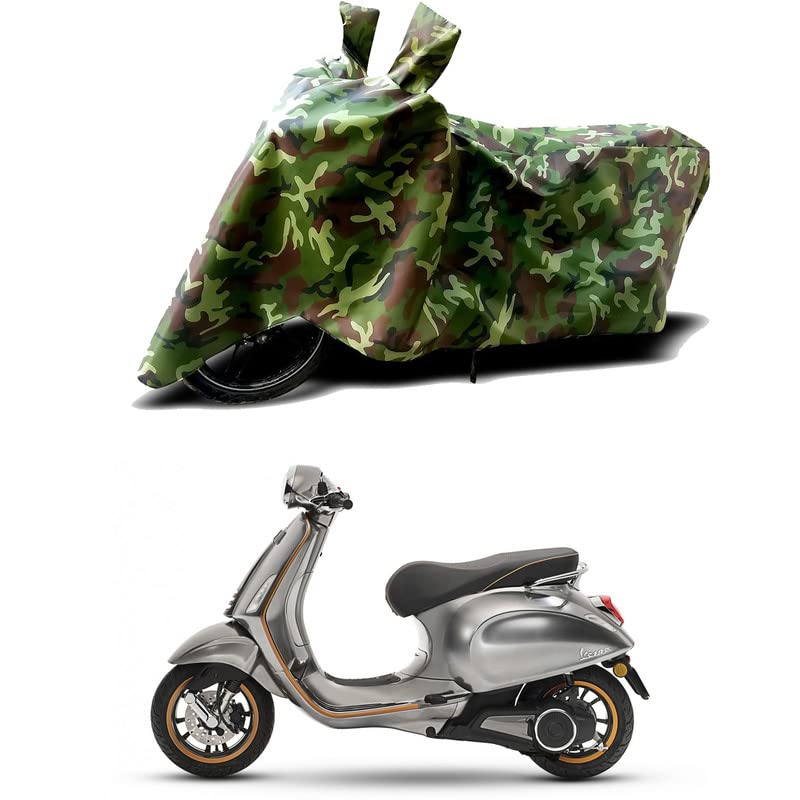 Image of 100% Water Resistant Full Bike Scooty Two Wheeler Body Cover Compatible for Vespa Elettrica /UV-Rays /Heat Protection /Birds Dropping /Scratchproof /Dust Proof /Waterproof /All Varients[Green MJ]