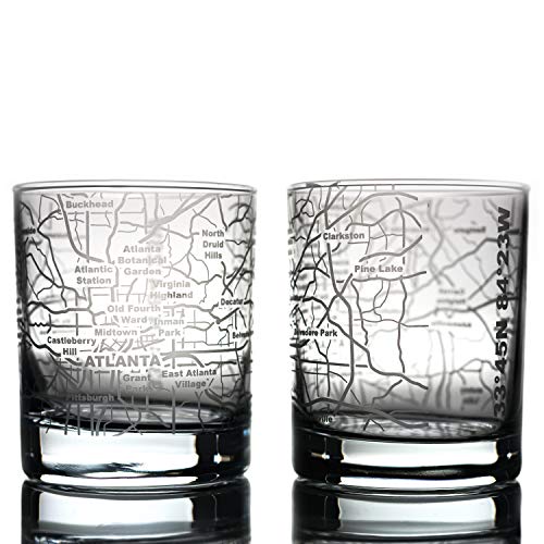 Greenline Goods Whiskey Glasses - 10 Oz Tumbler Gift Set for Atlanta lovers