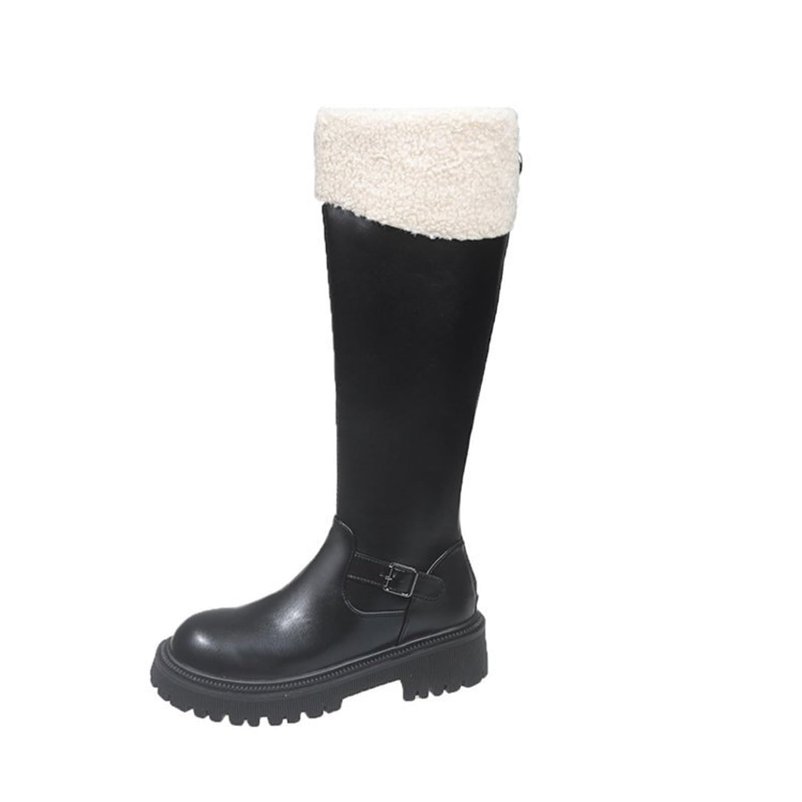 Womens Knee High Snow Boots Fashion Platform Lug Sole Tall Riding Boots Comfortable Calf Dress Long Boots