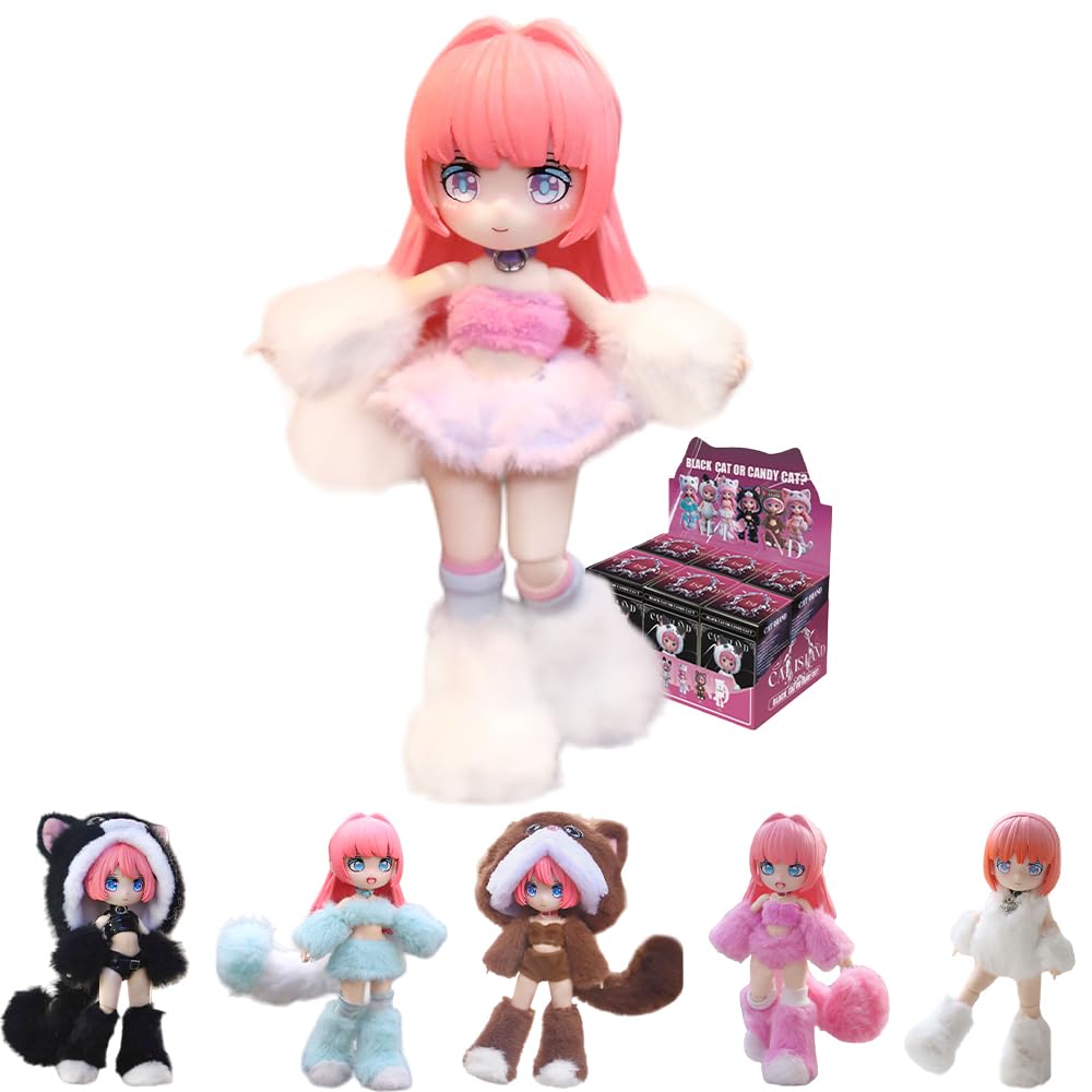 niannyyhouse BJD Blind Box Figurines, 1/12 Scale, Cat Island Wonderland Series, Ball Jointed Doll, Collectable Action Figure (6PCs)