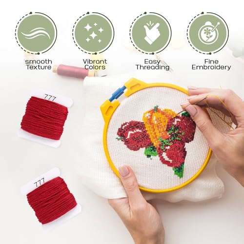 Image of Embroidery Floss Kit and Refills - Cotton Threads - DMC Color Coding for Cross Stitch, String Crafts, Friendship Bracelets