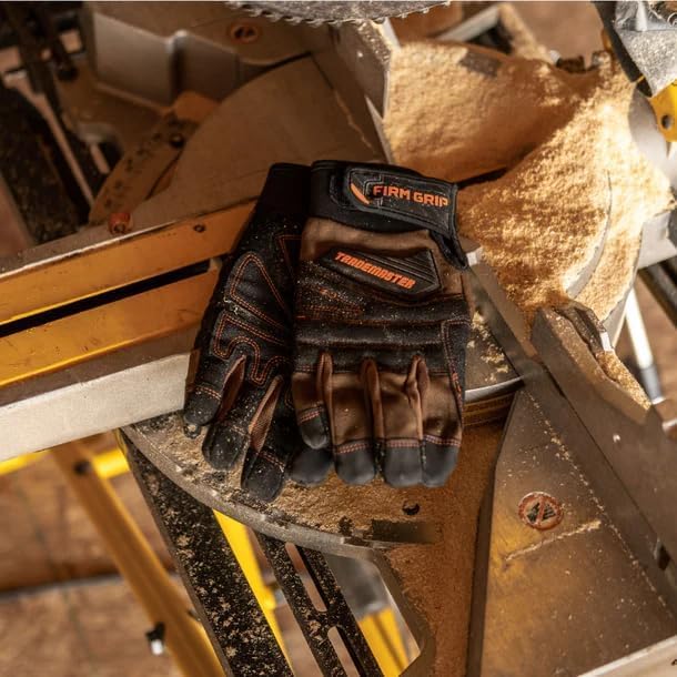 Image of Firm Grip Trademaster Large Tan Duck Canvas Work Gloves with Reinforced Palm, Padded Knuckles, & Touchscreen Compatibility
