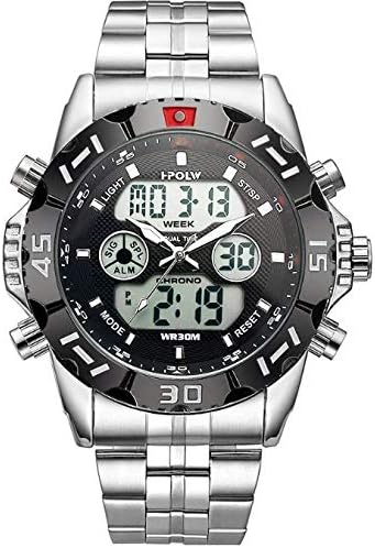 Analogue - Digital Men's Watch (Black Dial Silver Colored Strap)