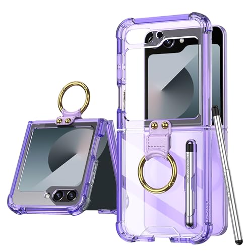 Funda para Samsung Flip 6 transparente antigolpes carcasa Galaxy Z Flip 6 morada