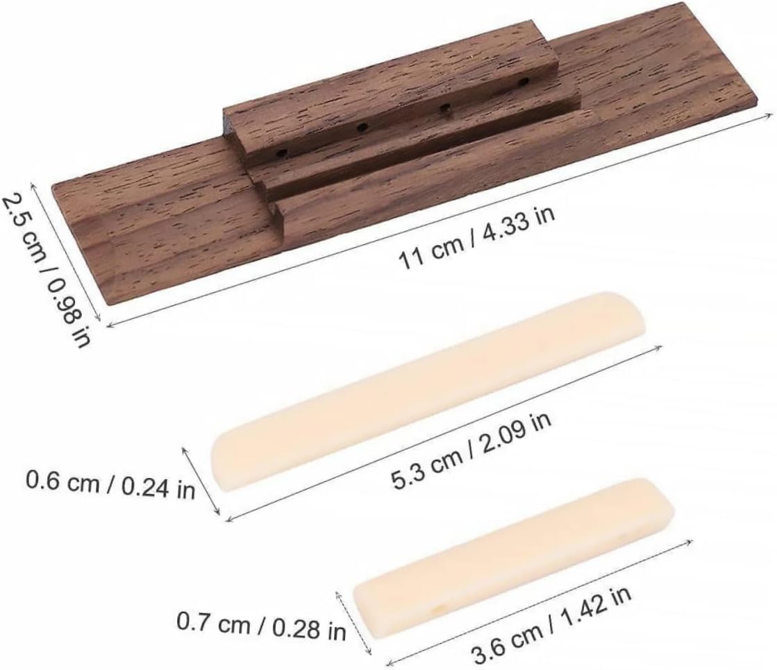 Ukulele Saddle Bridge 5 Sets Ukulele Bridge and Saddle Replacement Parts Universal 4-String Accessories for Tone Adjustment and DIY Repair