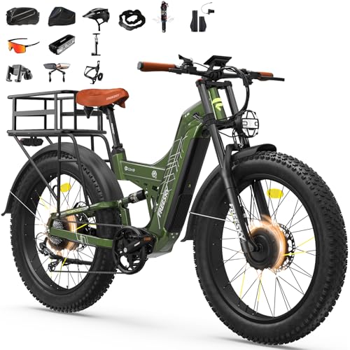 Image of FREESKY Dual Motor 40MPH 120Mile 240NM LG Cells Electric Bike for Adults | 4000W 48V30Ah AWD Mountain Ebike,26 inch Fat Tire,Full Suspension,Hydraulic Brakes,UL2849 by TUV,Off-Road & Commuter & Hunting