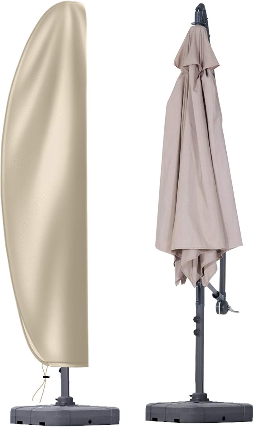 Patio Cantilever Umbrella Covers for Outdoor: Waterproof Offset Umbrella Cover Banana Style with Zipper fits 9FT to 14FT, Khaki