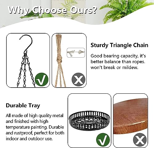 Plant Hanger Indoor Outdoor, 2 Tier Hanging Planter Plant Shelf, Metal Hanging Plants Holder for Indoor Outdoor Plants - Image 6