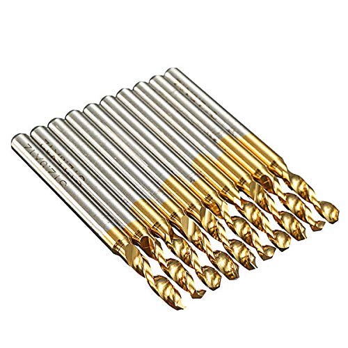 Punte per trapano in acciaio HSS con rivestimento in titanio, attacco da 3,175 mm, 2,5 mm, confezione da 10 pezzi
