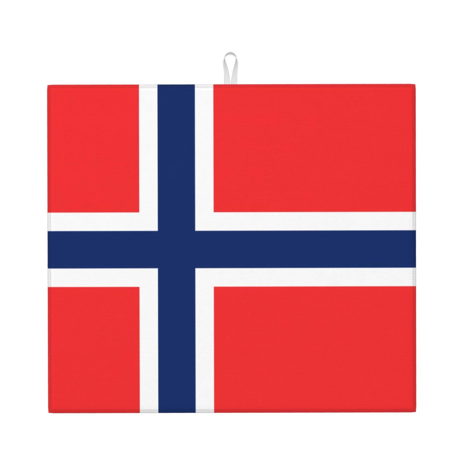 YYHHAOFA Norwegian flag Prints Kitchen Drying Mat – Absorbent Dish Throw for Countertops, Quick-Dry Non-Slip Layer with Stylish Prints, for New Homes