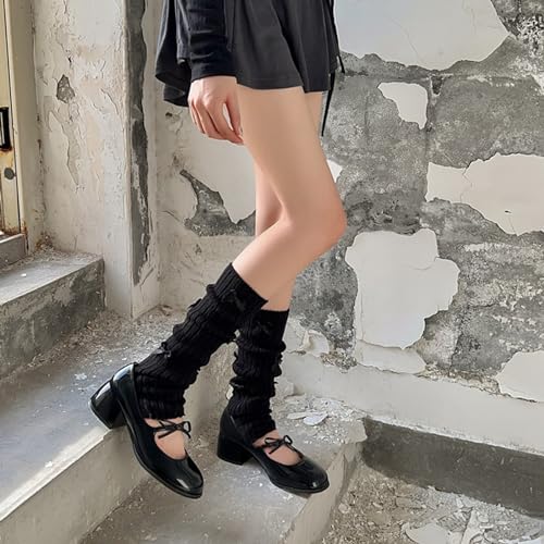 Image of Fashion Girl Knit Leg Warmers Harajuku Bow Decor Loose Socks Vintage Kawaii Leg Sleeves Lolita Socks