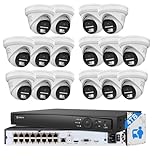 【Active Deterrent & 2-Way Audio】Anpviz 16CH PoE Security Camera System, 16X 5MP Wired IP Turret Cameras Outdoor Metal, 12MP NVR with 4TB HDD, Human/Vehicle Detection, Plug&Play for Business (H Series)