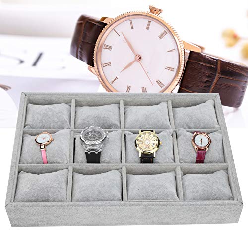 Tissting Plateau à Montres, Élégant Coffret à Montres 12 Emplacements avec Coussinets pour Rangement de Bijoux, Organisateur Tiroir avec 12 Compartiments pour Montres et Bracelets