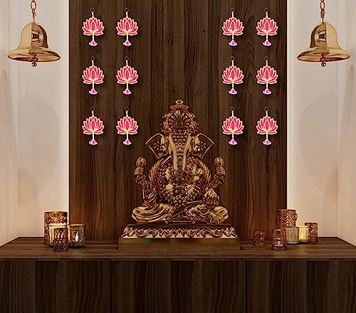 Image of True Decor Lotus Hanging Diwali Latkan for Home Decoration Pooja Room Decoration Pack of 12