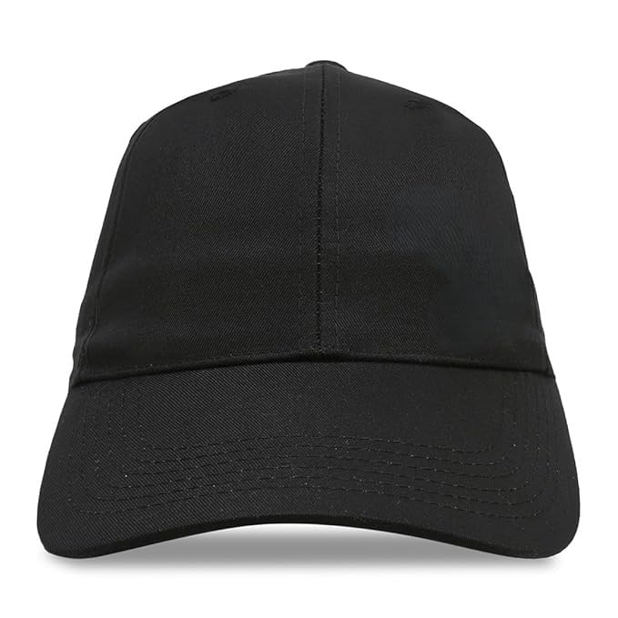 Happy Shopping - Cotton Black Long Visor Baseball Caps for Men and Boys Pack of 1, Free Size
