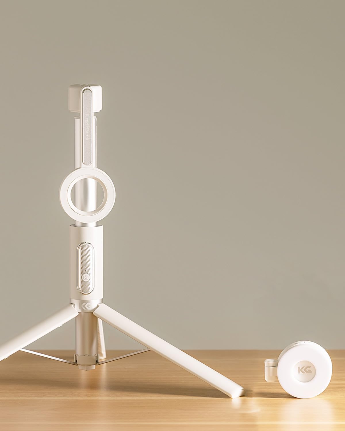 KraftGeek 163cm Palo Selfie Trípode para Movil con Aro de Luz Magnético