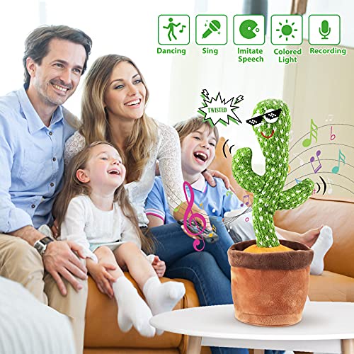 Maiting 120 English Songs Dancing Cactus Toys, Talking Cactus Toy,Wriggle Singing Mimicking Cactus,Repeats What You Say,Sing,Repeat,Dance,Recording,Led Electric Mimicking Cactus Plush (B) #TOP1