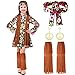 Kids Hippie Costume Set for Girls 60s 70s Hippie Dress Peace Sign Hippie Party Accessories for Halloween Cosplay Party(S)